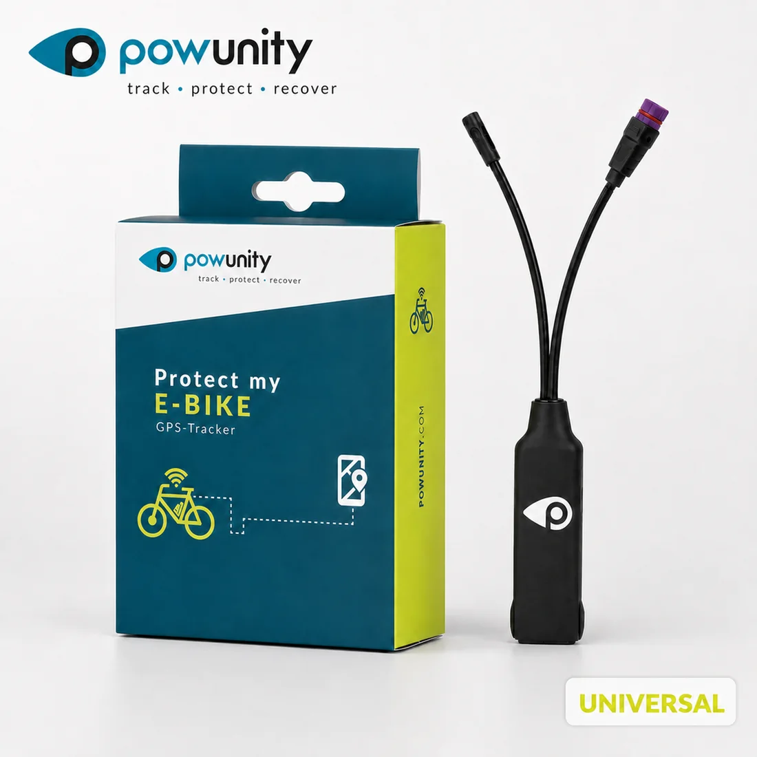 PowUnity GPS-Tracker mit Verpackung