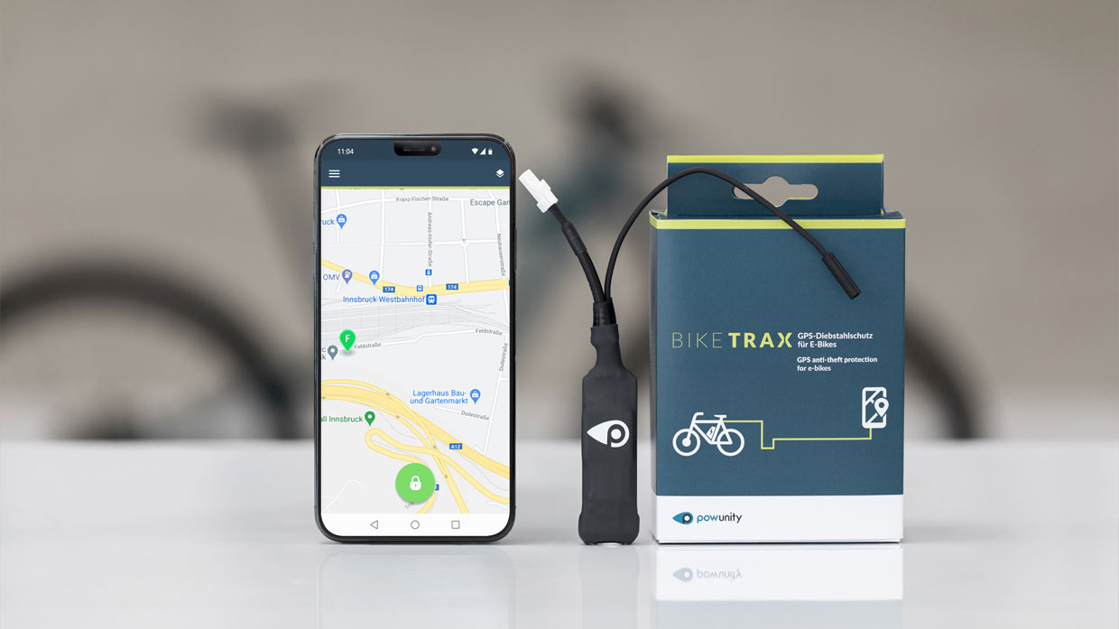 By using the BikeTrax GPS tracker for e-bikes and the corresponding PowUnity app, you perfectly secure your e-bike and even have a good chance of getting your e-bike back in case of theft.