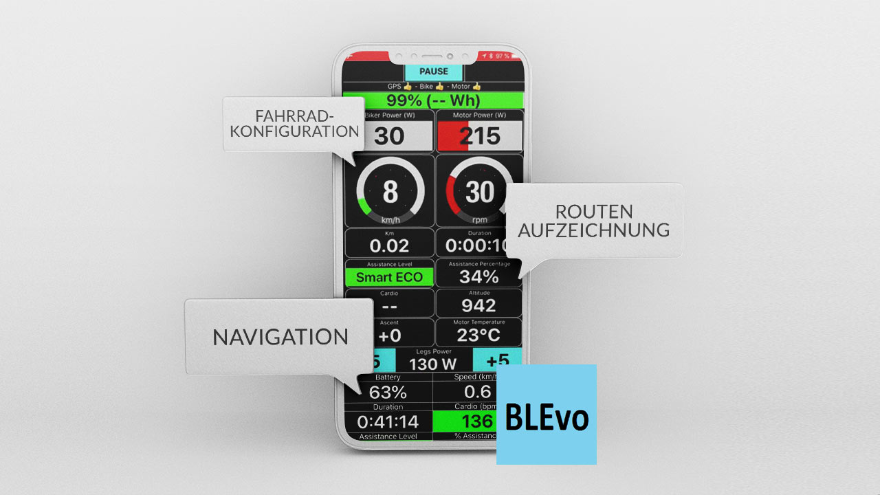Wer ein Specialized Turbo E-Bike fährt, kann unter Umständen auch die kostenpflichtige App BLEvo nutzen.